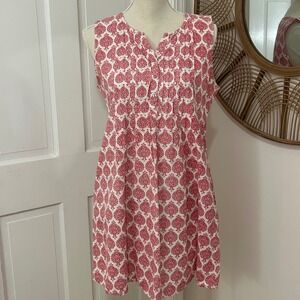 Mata Traders Block Print Dress Sz M Red White Boho Cottagecore Hippie India
